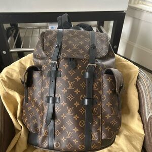 Louis Vuitton Brown Monogram Backpack with Black Accents